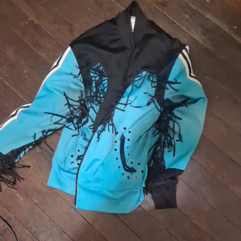 Adidas Jeremy Scott Blue And Black Jacket with Fringe
